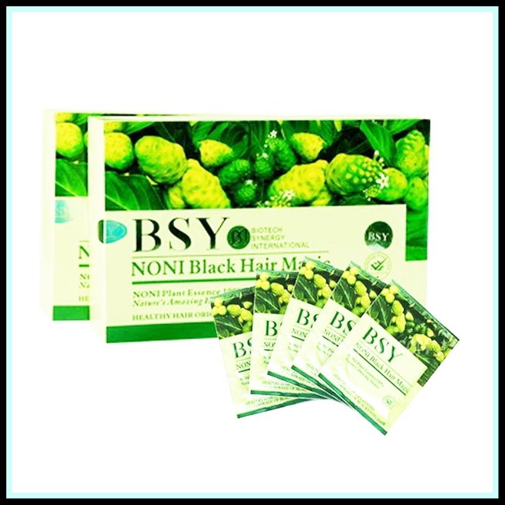 BSY Noni BPOM black hair shampo 1 Box 20 saset - Shampoo Bsy