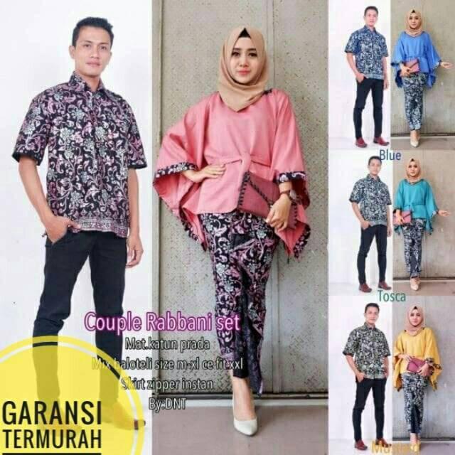 Baju Batik Kembar Couple Set Batik Rabbani Hem Kemeja