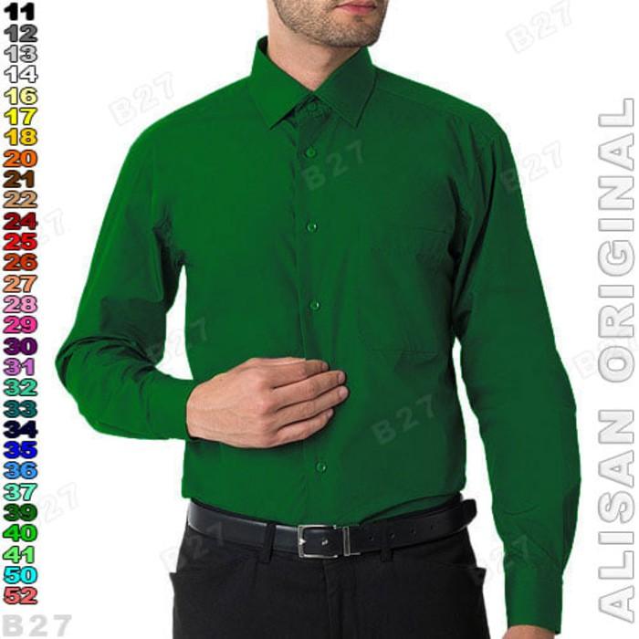 KEMEJA ALISAN ORIGINAL B1-39 BAJU KERJA PRIA PANJANG POLOS HIJAU TUA -