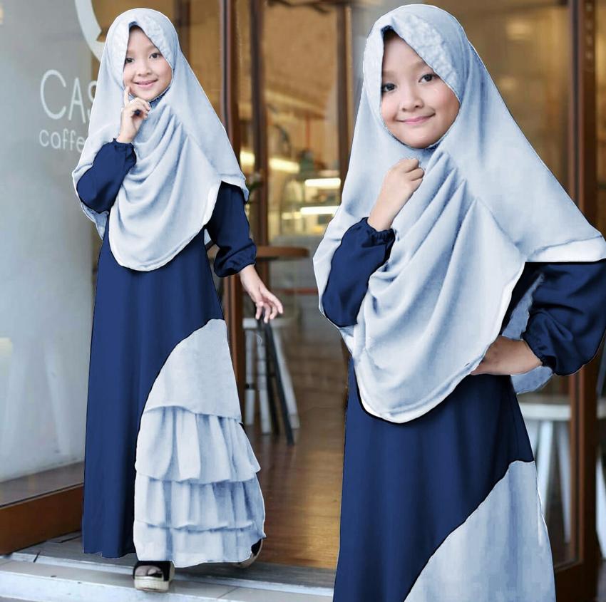 Yuki Fashion Syari Anak Cikita Untuk Anak 7-10 Tahun - Abu - Best Seller 1