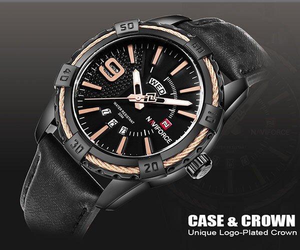 Jam tangan NAVIFORCE ORIGINAL NF9011M-Leather strap-New edition-for man
