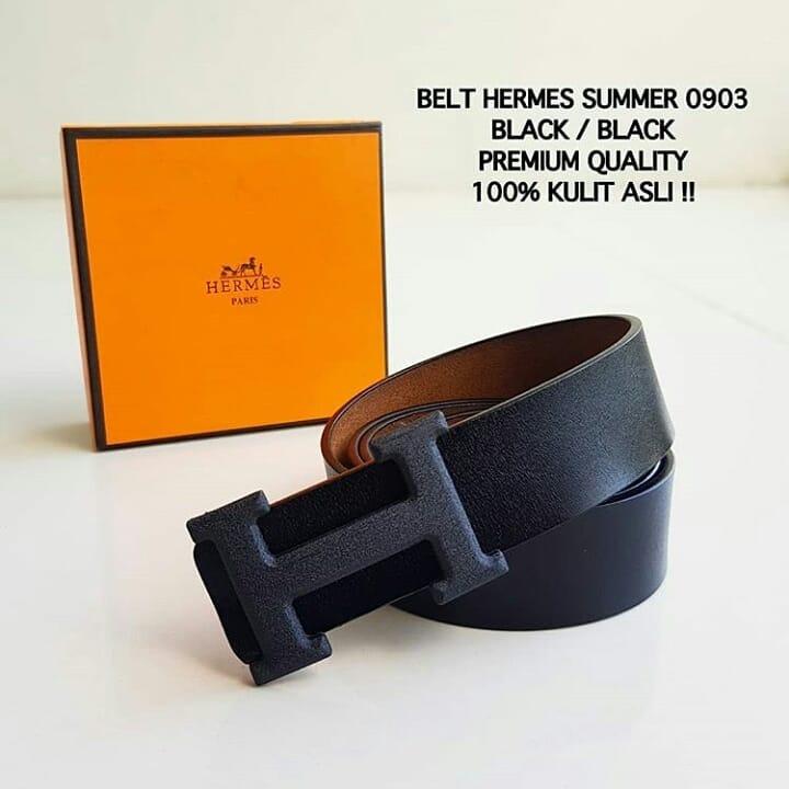 ikat pinggang Hermes Summer 0903 Black logo Black