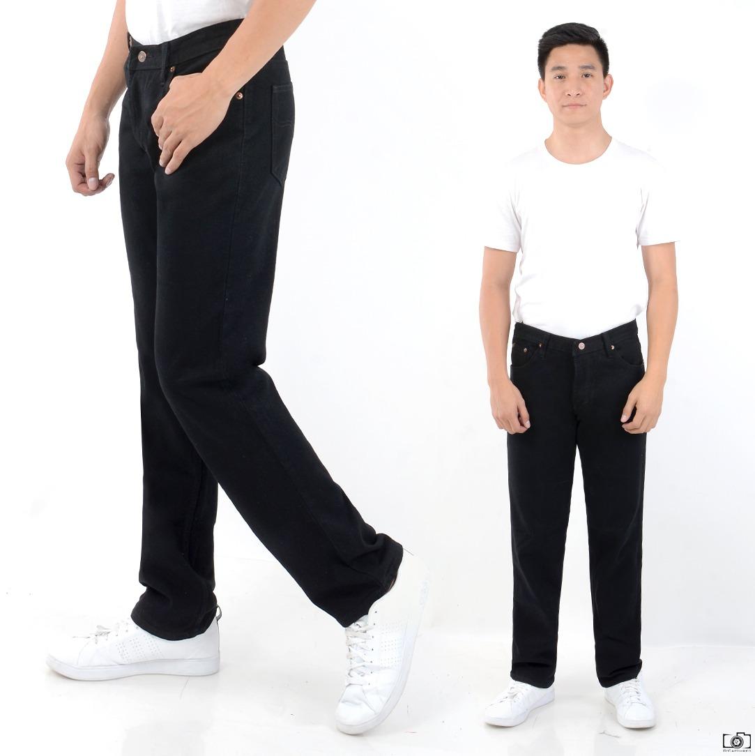 Nusantara - Celana Standar Pria Model Reguler Tidak Melar - Berbahan Jeans - Resleting Kuat - Biru Gelap