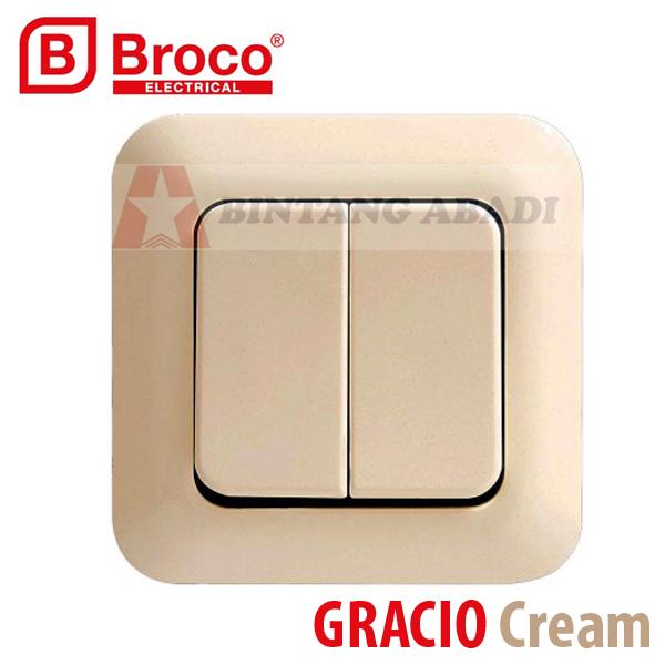 Termurah Broco Saklar Seri IB Inbow Gracio Cream 4162-11 / Double Switch SNI Harga Grosir