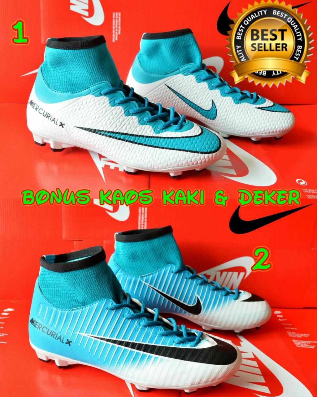 SEPATU SEPAK BOLA NIKE MERCURIAL X HIGH BONUS KAOS KAKI & DEKER