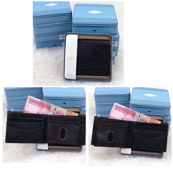 DOMPET PRIA FOSSIL ORIGINAL - FOSSIL WATTS BIFOLD ID WALLET BLACK