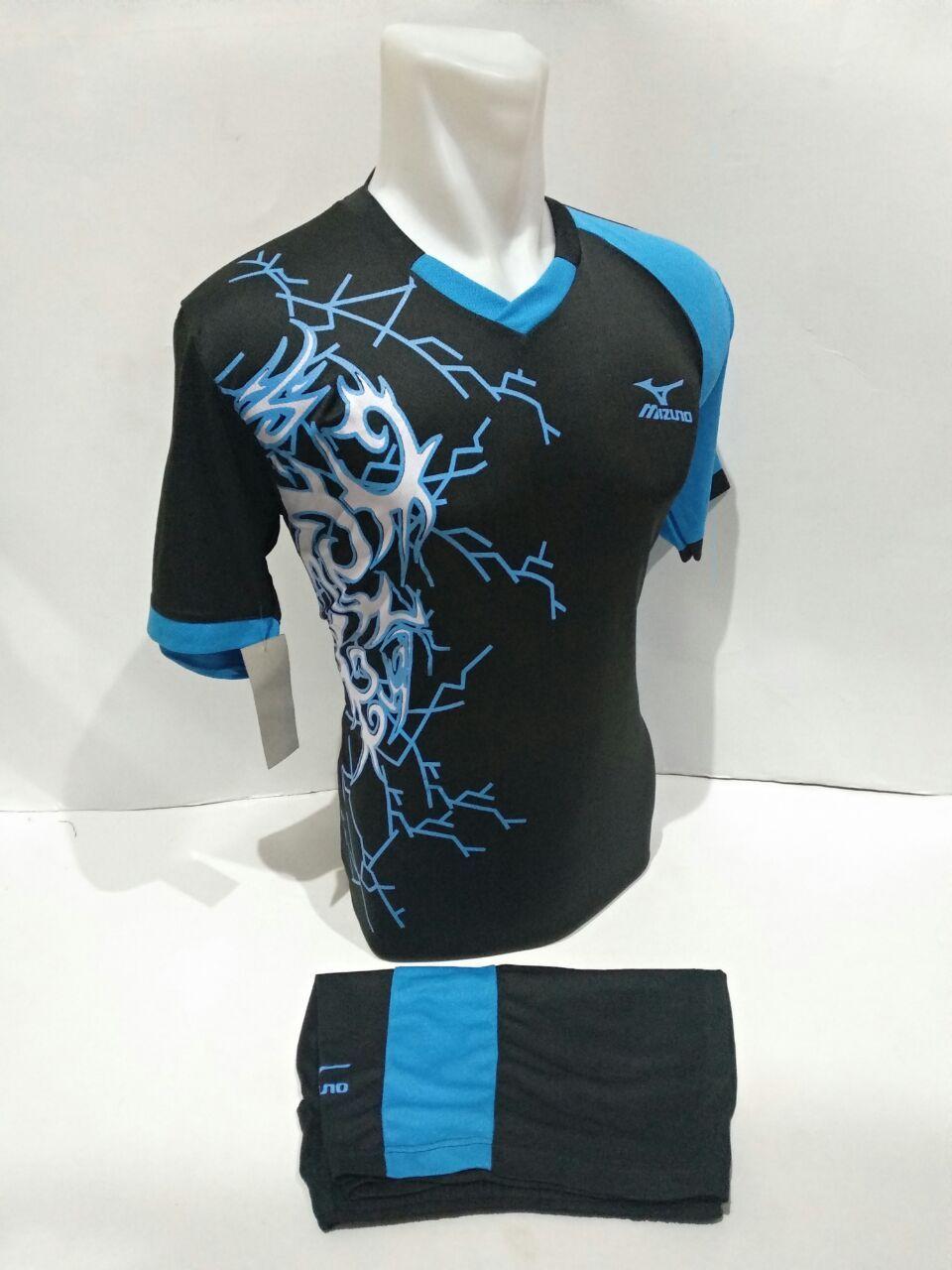 setelan olahraga kaos bola jersey futsal baju volly mizuno hitam biru