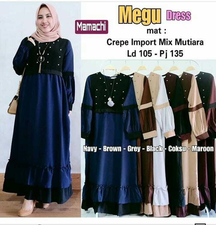 Baju Muslim Modern Gamis Megu Dress Baju Balotelly Baju Terusan Wanita Gamis Casual Baju Panjang Baju Wanita Gamis Syari Baju Muslim Terbaru 2018