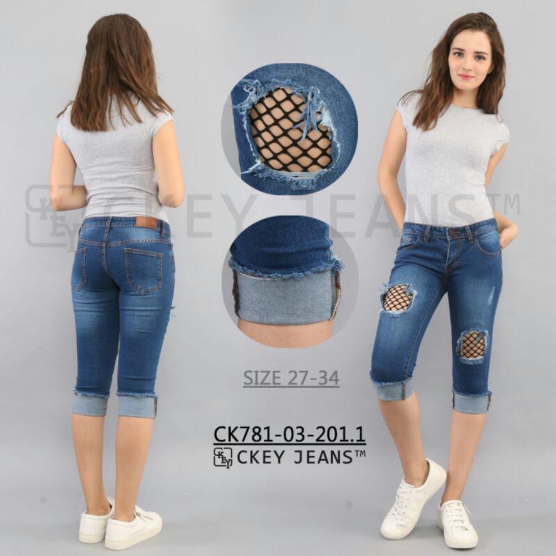 Ckey Ori Celana Jeans Wanita 7/8 / Fishnet/Capripant Nanggung 03 201 2