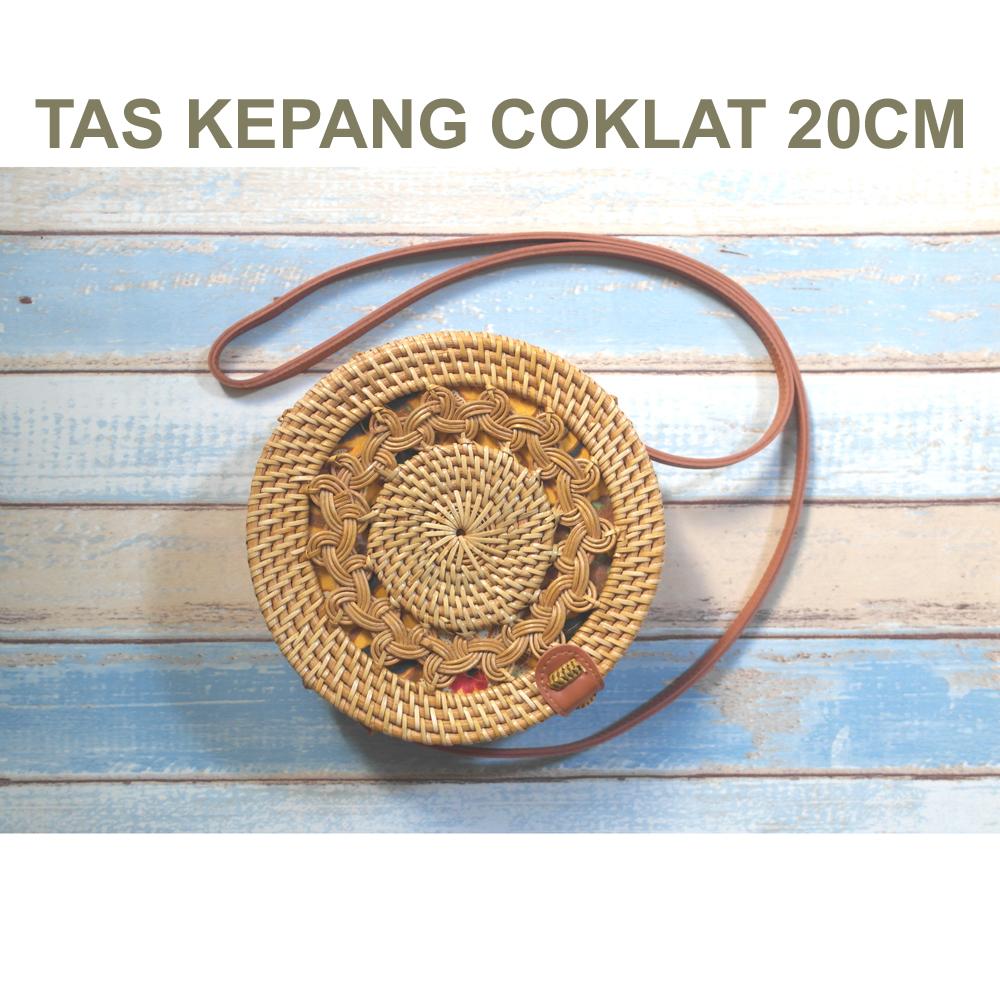 TERMURAH Tas Rotan Ate Bulat Bali Kualitas Export - Tas Raisa - Kepang Coklat