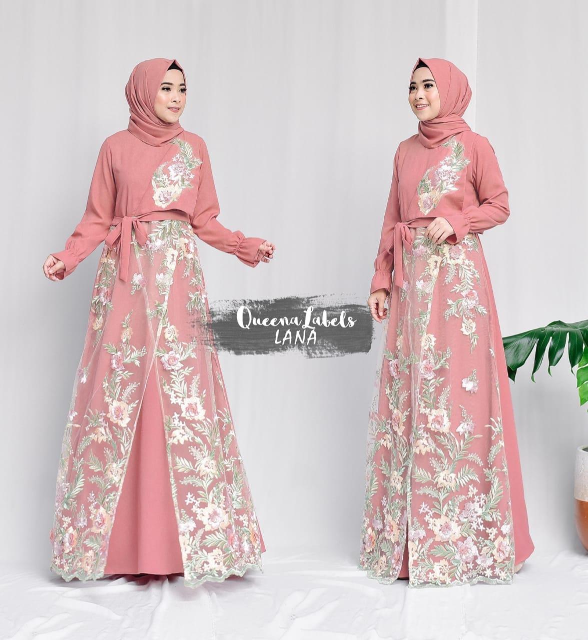 Dress Pesta 2in1 Ity Crept mix Brokat Salem Hijau Ori Branded by Queenalabels