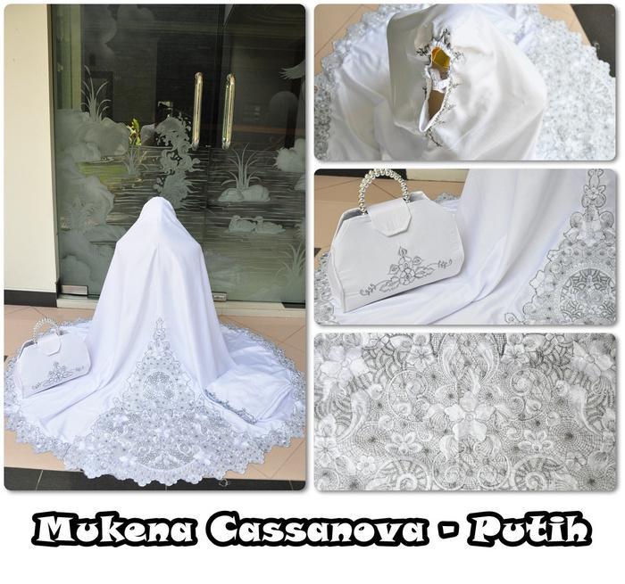 Mukena Anak / Mukena Dewasa / Mukena Bali / Mukena Katun jepang / Mukena tatuis / mukena mewah / mukenah / mukena parasut / mukena wanita / mukena putih / Mukena Sutera / MUKENA CASSANOVA PUTIH PROMO