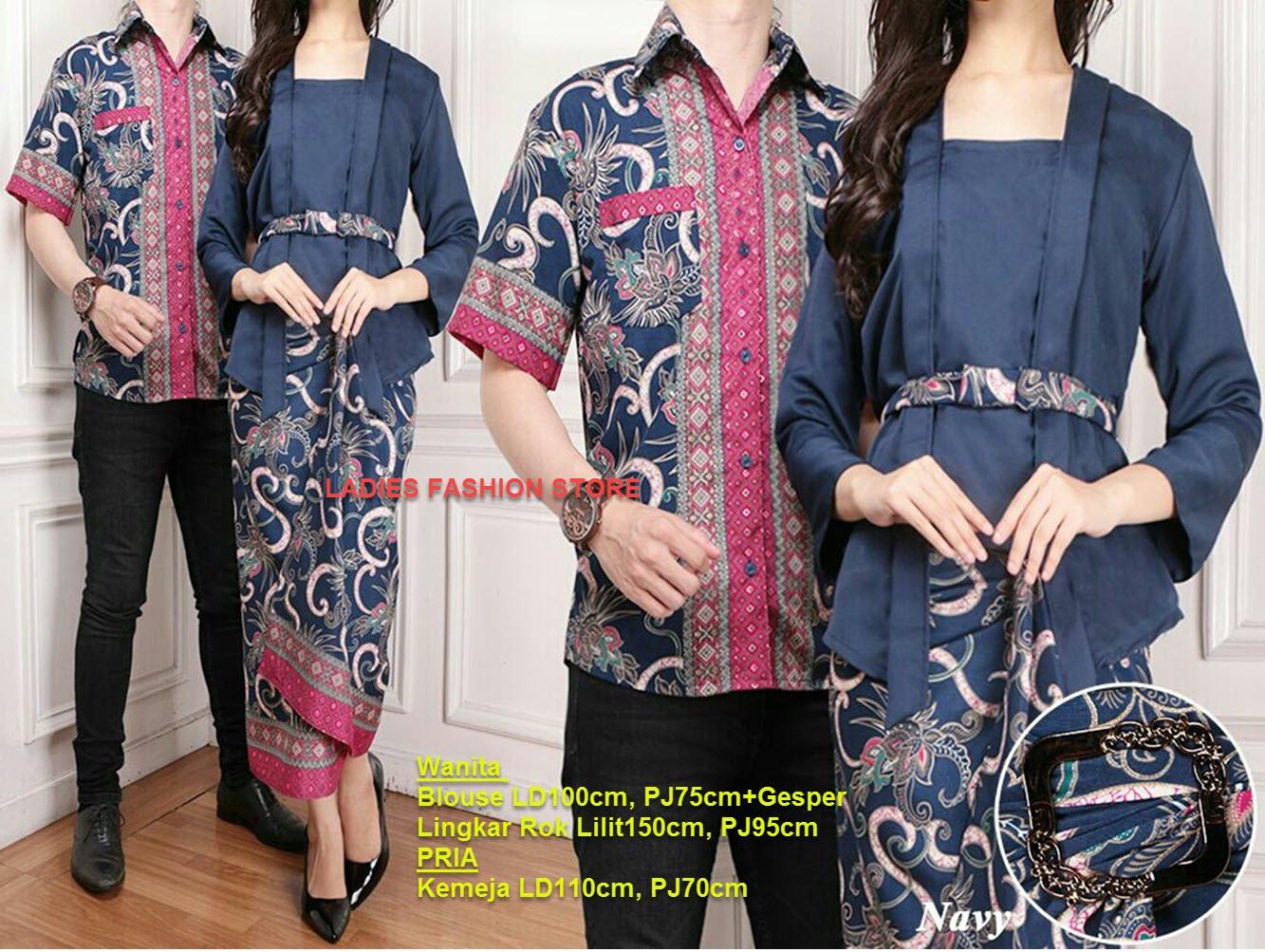 LF Batik Couple/ Batik Pasangan Wanita dan Pria Modern Keluarga / Batik Murah / Batik Lebaran / Batik Bahan Adem / Baju lebaran Baru 2018 / Batik Gamis / Kemeja Pria Batik/ Atasan Pria / Setelan Batik (ntasi) 7T - NAVY BIRU DONGKER / Pakaian Batik Muslim