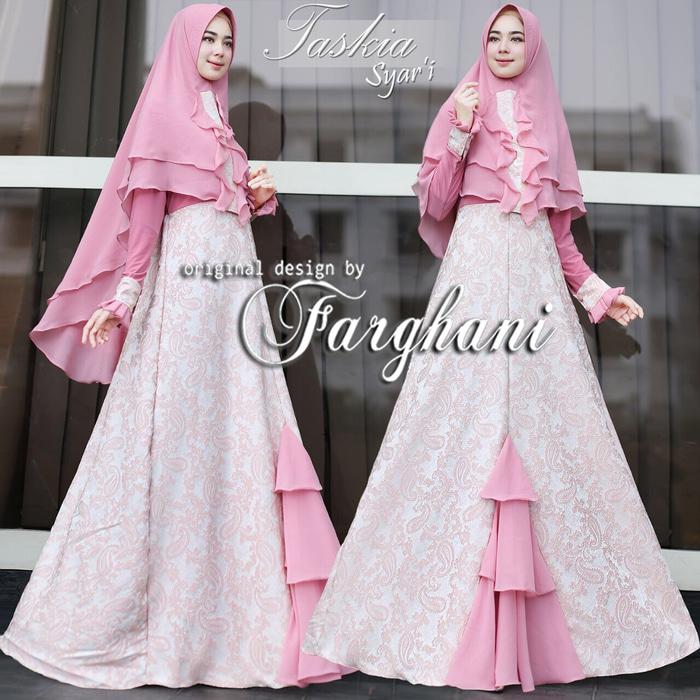 Gamis Syari Glamour Jacquard emboss mix cerutty plus khimar