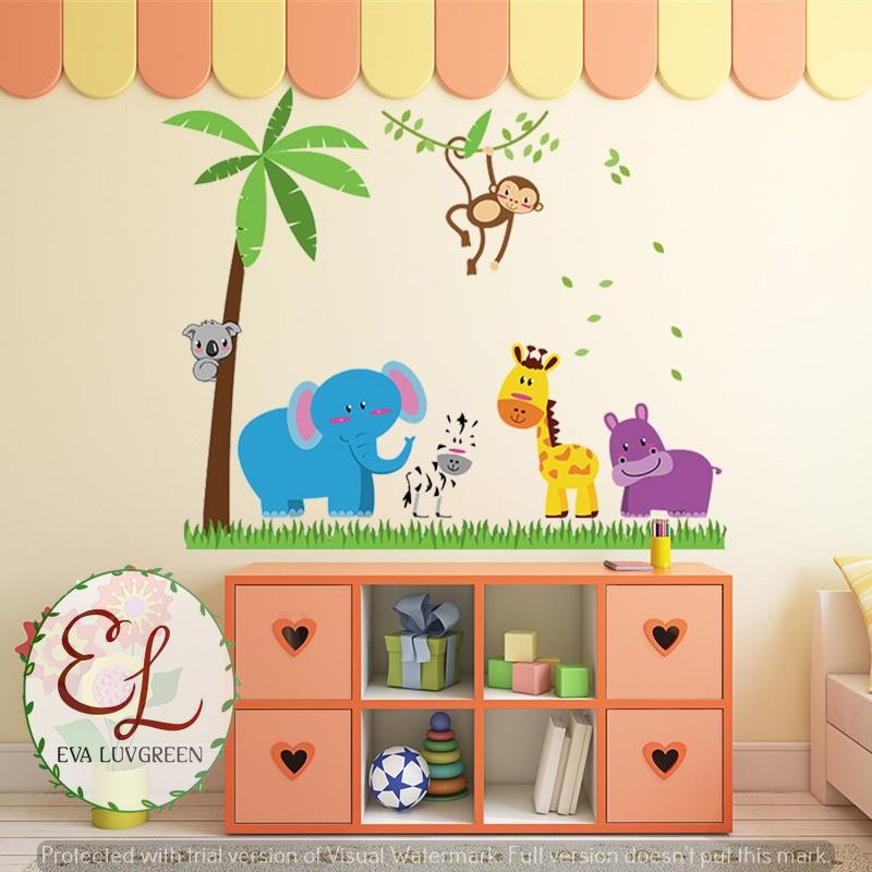 Eva Luvgreen Wallsticker Anak Animal Gajah Biru Ukuran 60x90cm/ Stiker Dinding/ Stiker Tembok/ Wallpaper Sticker/ Wall Sticker Dinding/ Wall Stiker Dinding/ ...