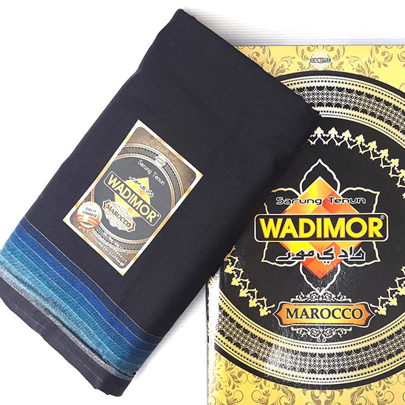 Wadimor Sarung Tenun Polos Motif Marocco Kain Sarong Muslim Pria Dewasa Perlengkapan Ibadah Sholat Jum'at Ied Hari Raya Pengajian Corak Masa Kini Fashionable Man Fashion - Hitam