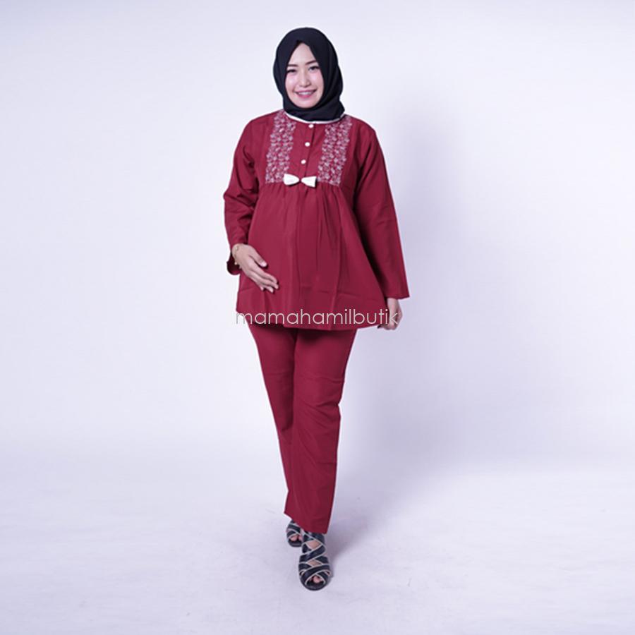 Ning Ayu Baju Hamil Setelan Hamil Muslim Modis Ramadhan PP Pita Bordir Raisha - STJ 72 / Baju Menyusui Keren / Baju Menyusui Murah / Baju Menyusui Modis / Baju Menyusui Terbaru / Baju Menyusui tanah abang / Baju Menyusui Modis Dan Murah