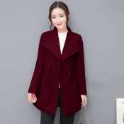 Women Fashion Winter Woolen Jacket College Teacher Slim Coat