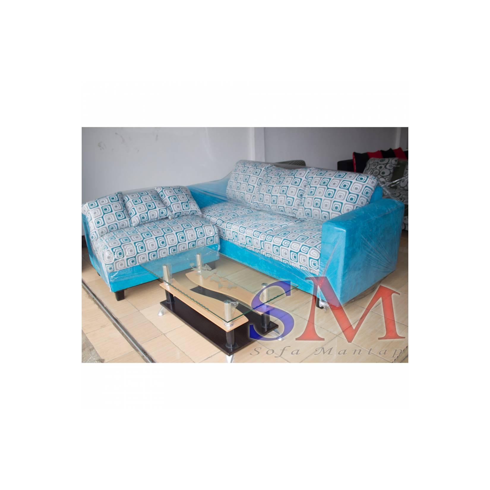 Sofa kursi Tamu L Minimalis, sofa sudut murah + MEJA TAMU