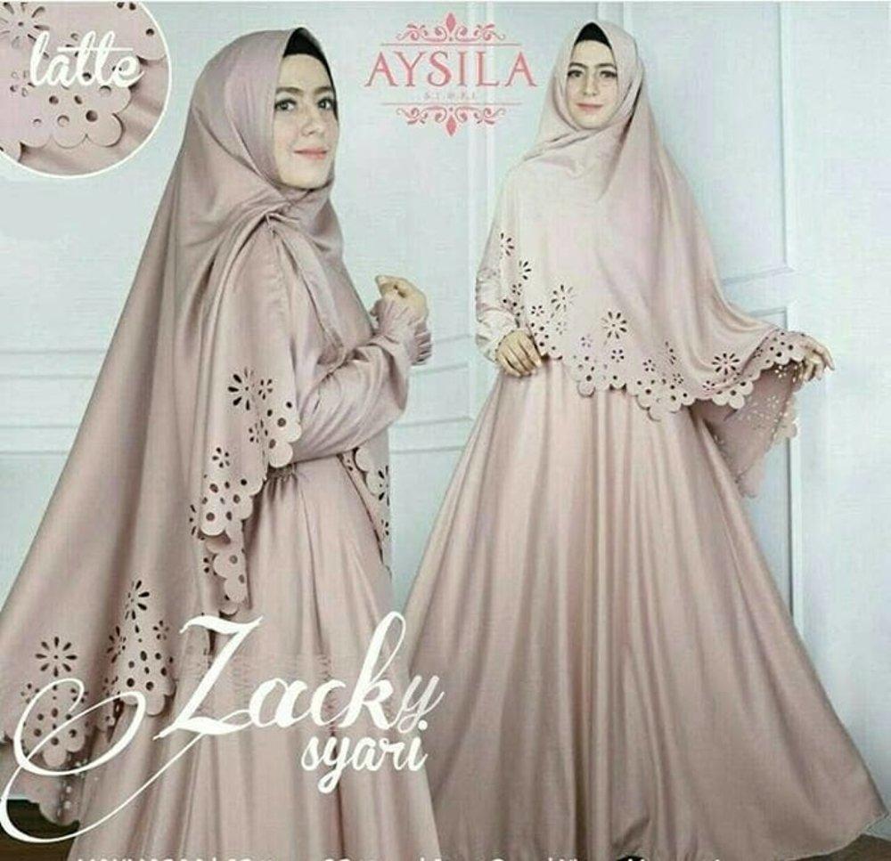 Fasion.Area - Lacky Syari Latte (Dapat Jilbab) / Dress Muslim / Gamis Wanita / Baju Muslim / Hijab Muslim / Fashion Muslim / Syar'i Muslim / Maxi Dress Lengan Panjang / Gamis Modern / Gamis Busui