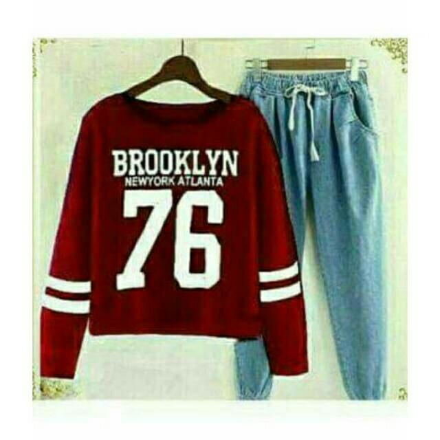 HRV Shop Setelan Wanita Blouse dan Celana Joger Wanita St Brooklyn / Stelan Wanita / Blosuse Wanita / Rok Wanita / Baju Terusan Wanita / Dress Wanita / Cardigan Wanita