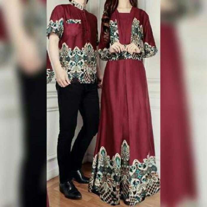 (JNH Shop)    TA-00036 Couple Batik Alice Baju Muslim Sarimbit Pasangan Bagus Murah