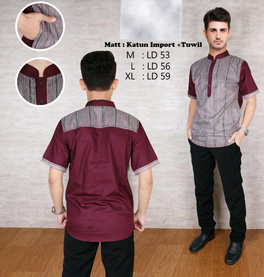 Baju Koko Modern Semi Slimfit KKS02 - Kemeja Muslim - Gamis Pria - Jasko - Pakaian Atasan Muslim Pria Murah - Koko Lengan Pendek di lapak New Trendy newtrendy