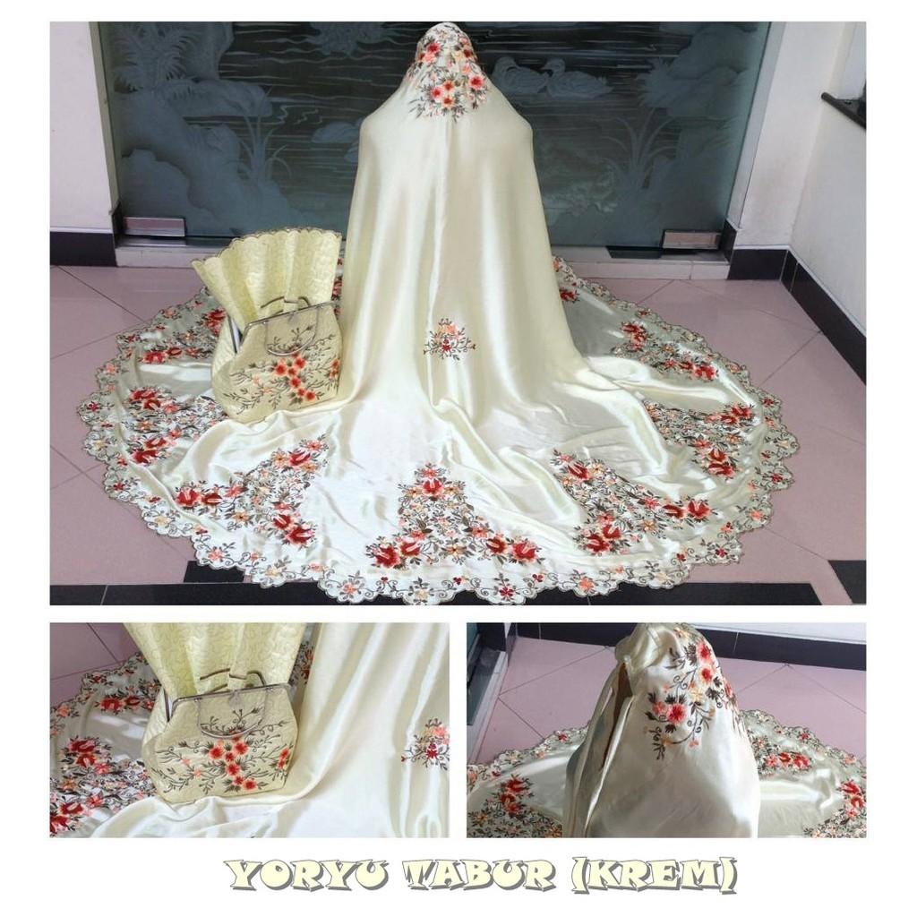 Mukena Dewasa Satin Yoryu Tabur Biru