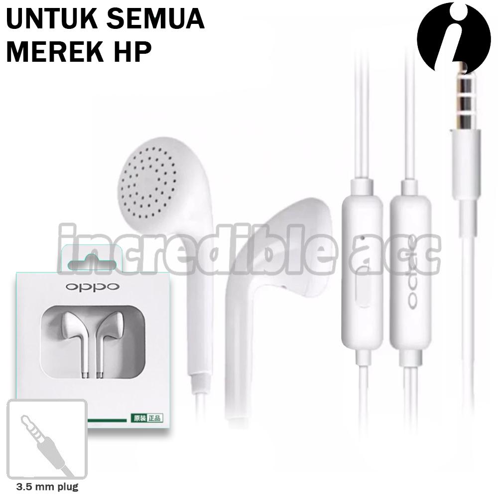 Headset Type OPPO MH133 Untuk Samsung/Xiaomi/OPPO/VIVO/Apple/Sony/Huawei/ASUS/ Dan Semua Merk HP Dengan Jack Audio 3.5mm In-Ear Music Earphone - Putih