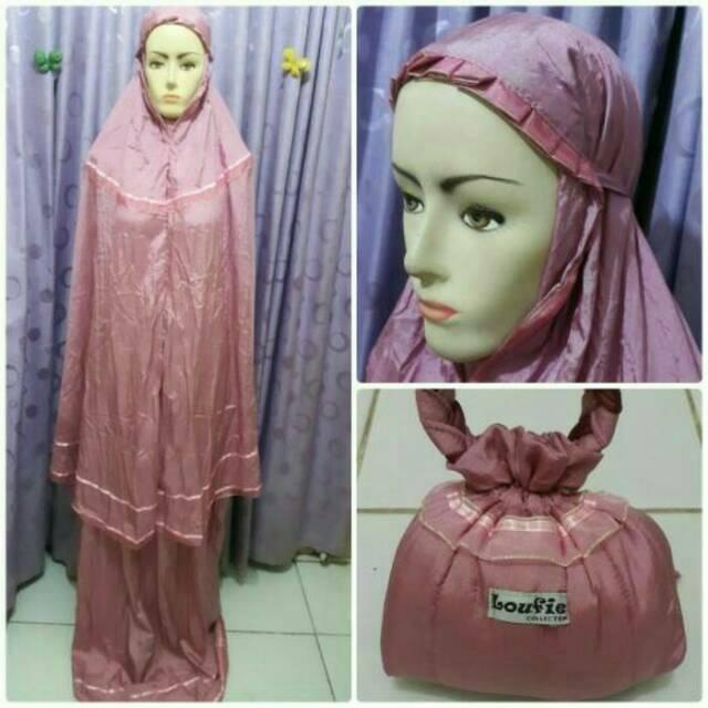 SALE Mukena Traveling Parasut Loufie Parasut Berkualitas hitam