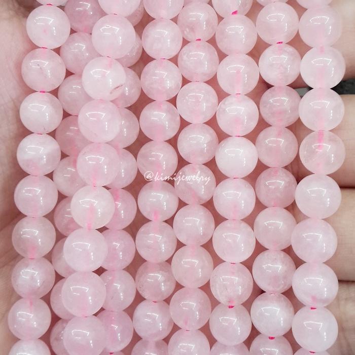 Batu Rose Quartz 8mm / Bahan Gelang Kalung Handmade Aksesoris Grosir Asli Original
