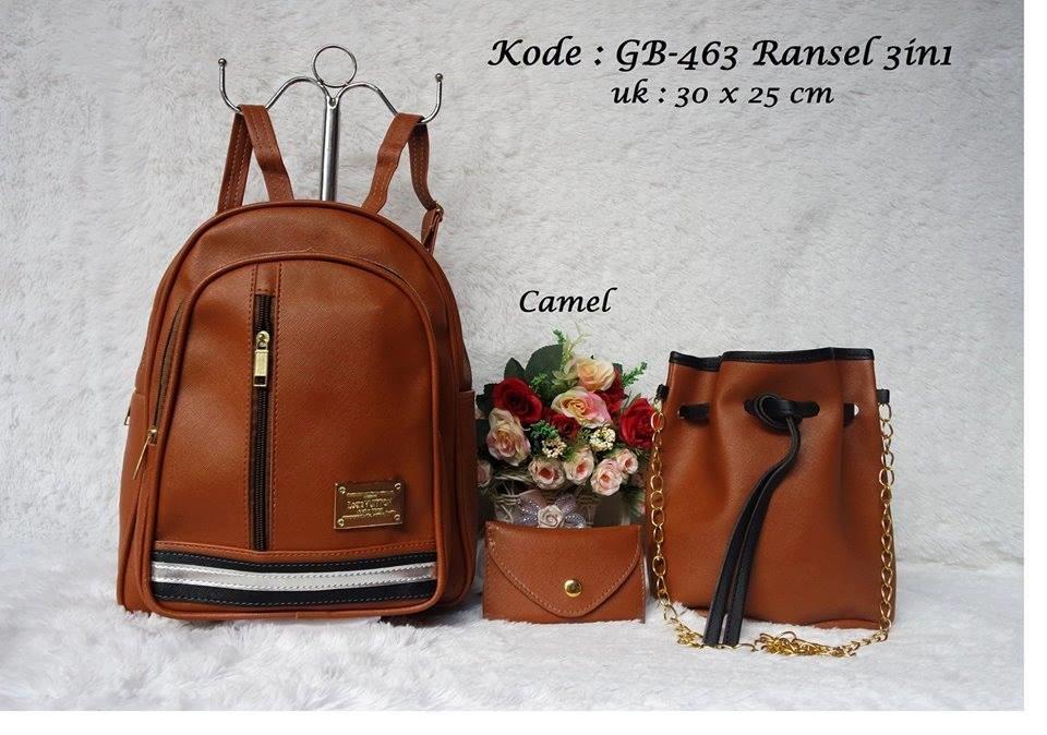 Tas Ransel Wanita 3in1 Bagpack Tas Jalan Tas Sekolah GB463 - Toko Warna Warni