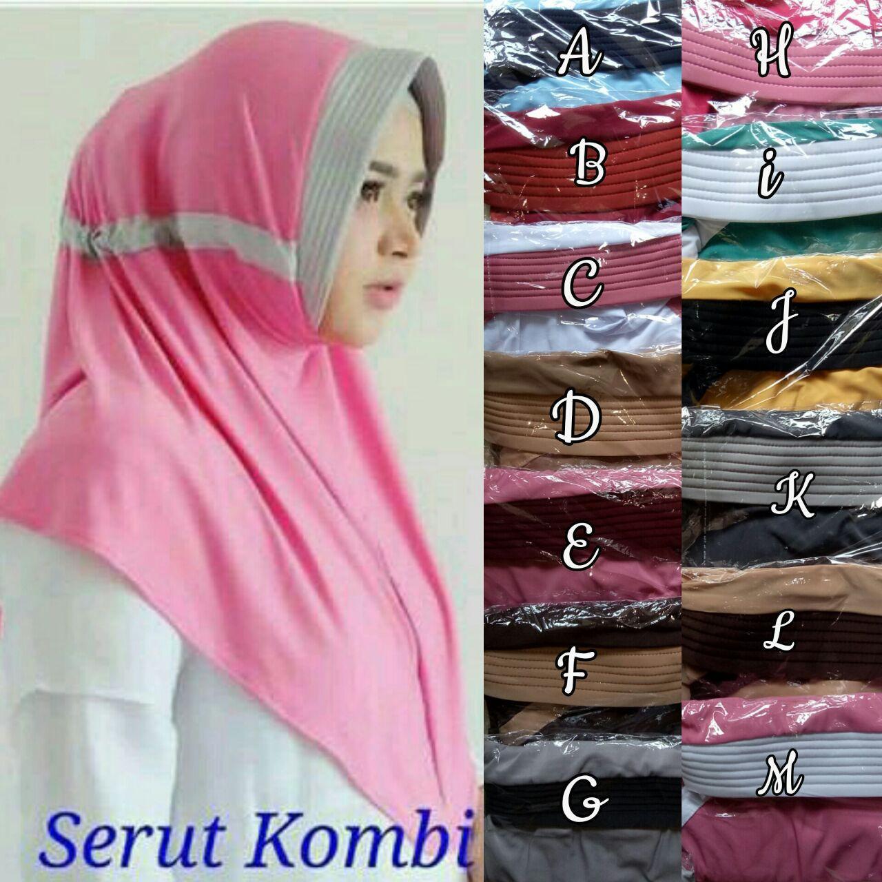 TERMURAH !!! Socialite Jilbab Instan Serut Jokowi Kombinasi- Hijab Kerudung Pet Serut Instan Kombinasi