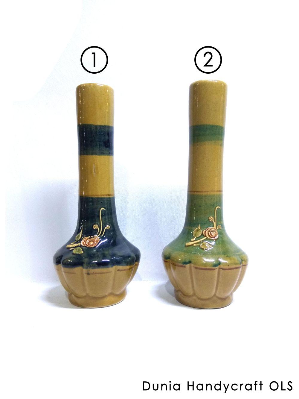 NO .2 Vas Keramik Vintage Abu Dhabi - Pot Hias Antik Dekorasi (Warna Hijau)