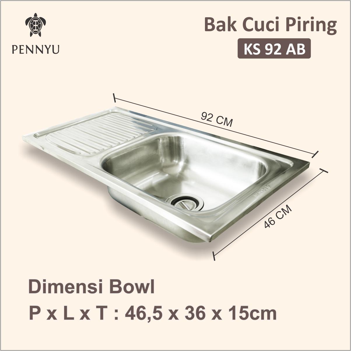 Kitchen Sink - Bak Cuci Piring Stainless 1 bowl KS 92 AB Pennyu