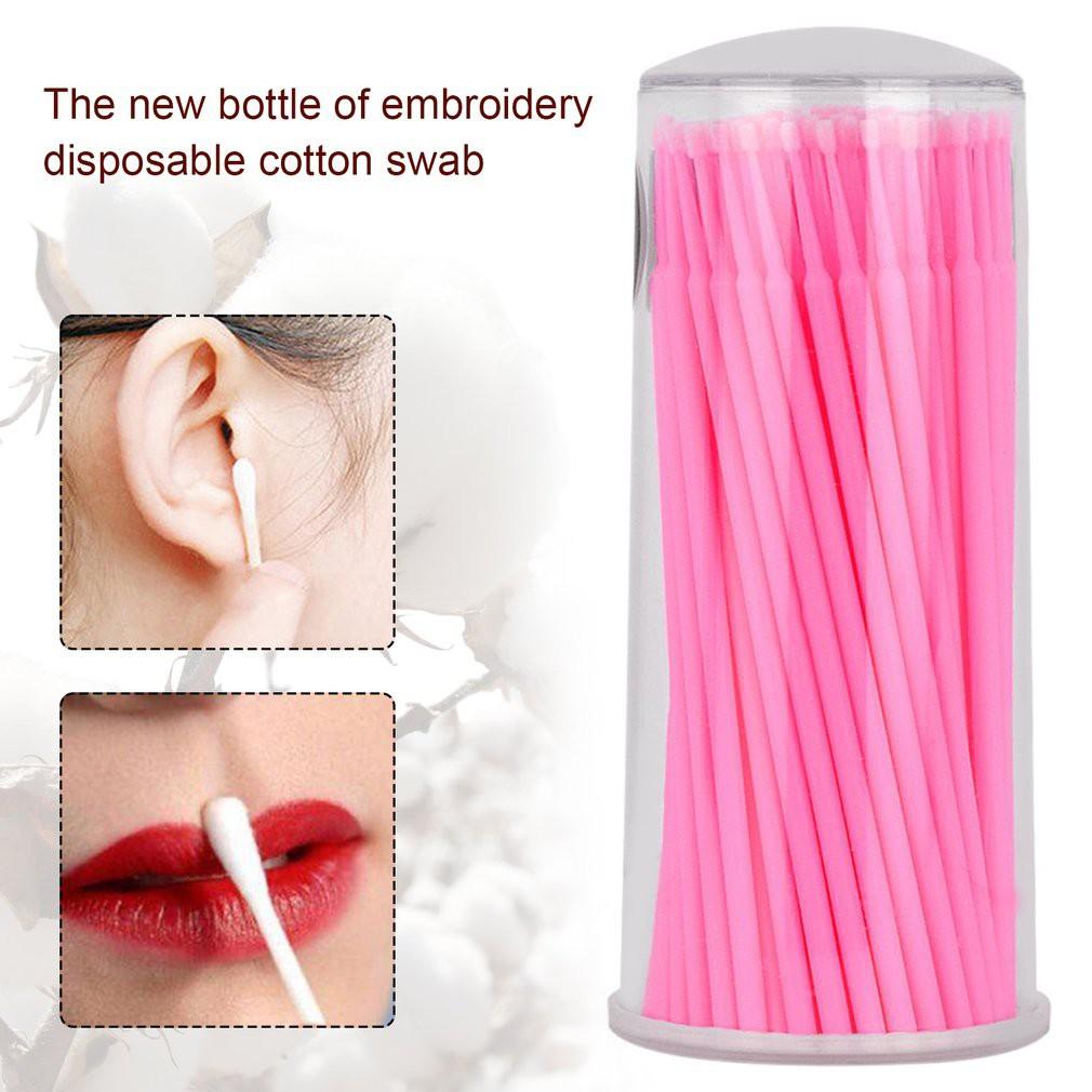 100Pcs/Botol Cotton Bud Stik Pembersih Sekali Pakai Untuk Makeup Bulu Mata/Maskara