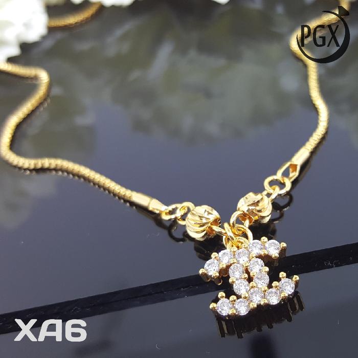XA6 Kalung Anak Chanel Berlian Set Perhiasan Imitasi Xuping Lapis Emas