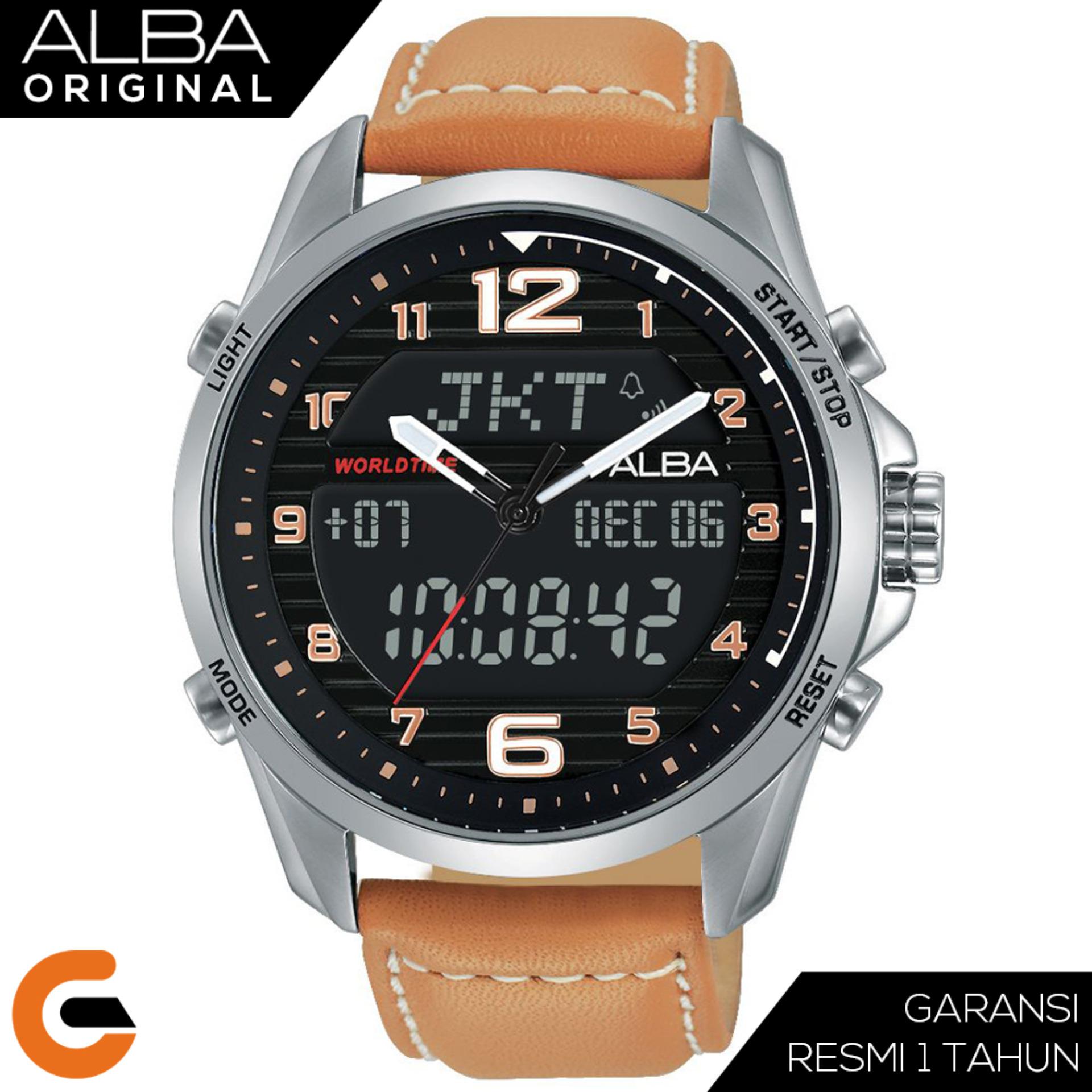 Alba Dual Time Digital Analog Jam Tangan Pria Tali Stainless / Nylon / Kulit / AZ40 Series