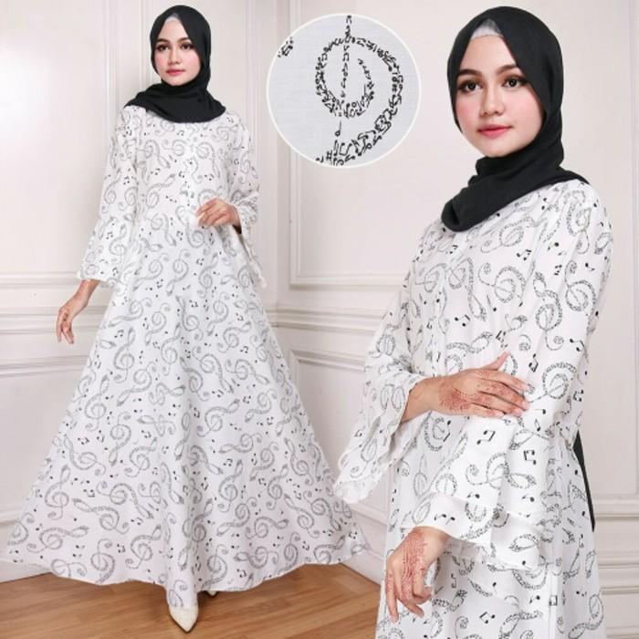 (JNH Shop) Maxy Cantik Nada Katun Jepang Simpel Gamis Bagus Murah Odi White KT