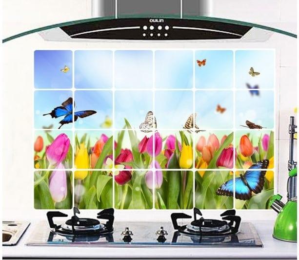 Features Tulip Stiker Dinding Dapur Anti Minyak Pvc Wall Sticker Stiker Dapur Tulip Kitchen Ay4005 90x60 Dinding