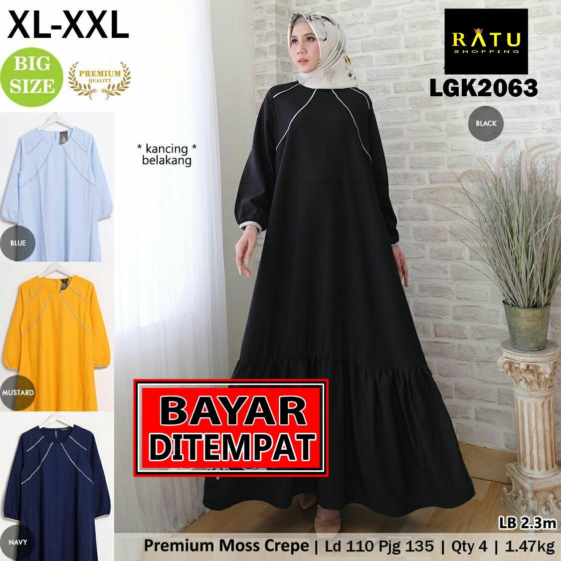 RATU SHOPPING GAMIS BAJU MUSLIM WANITA jumbo big size XXL xxxl Lgk2063 Moss crepe