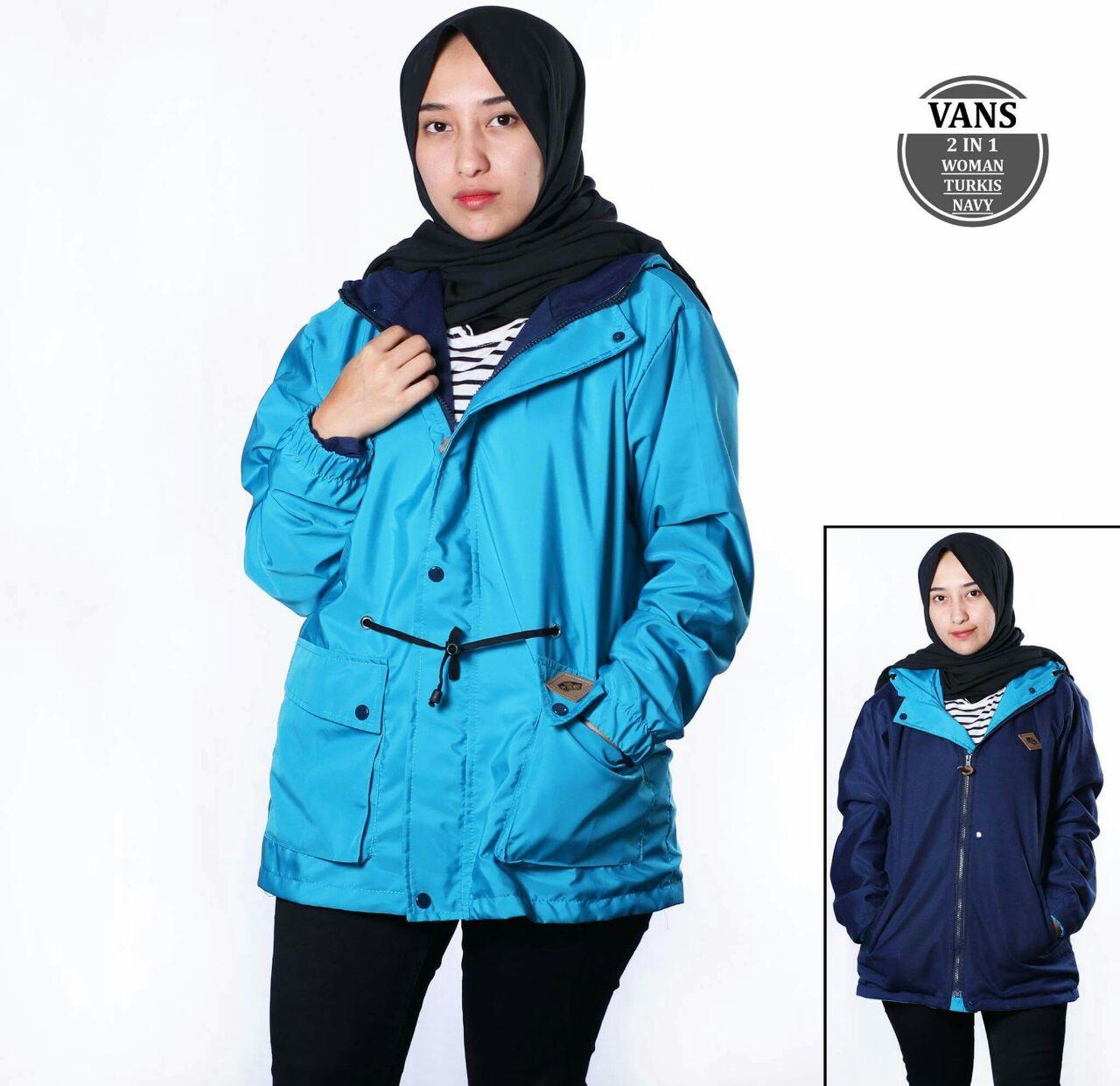 GA JAKET PARKA CEWE 2 IN 1 BOLAK BALIK TOSCA BLACK KEREN