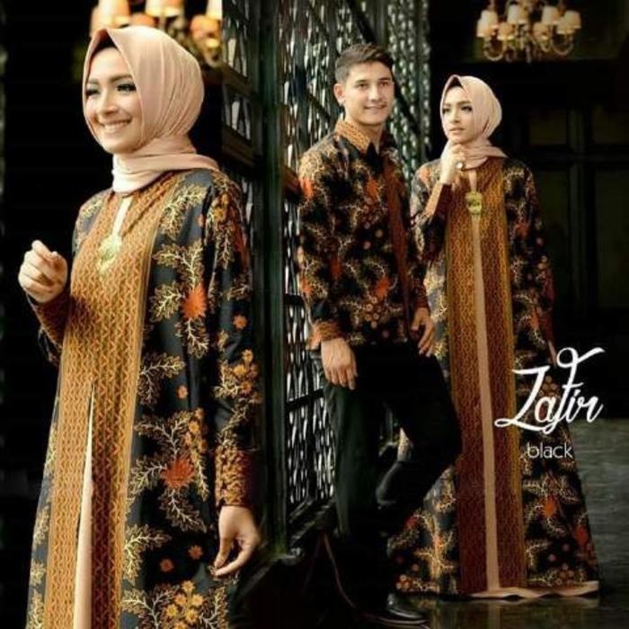 BAJU COUPLE BATIK WARNA hitam SETELAN COUPLE BATIK FASHION GAMIS MAXI