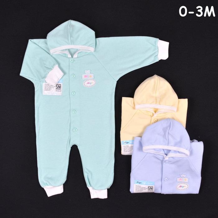 MIYO Baju Kodok Panjang Topi Buka Kaki Bayi/Baby Warna Newborn (0-3M)