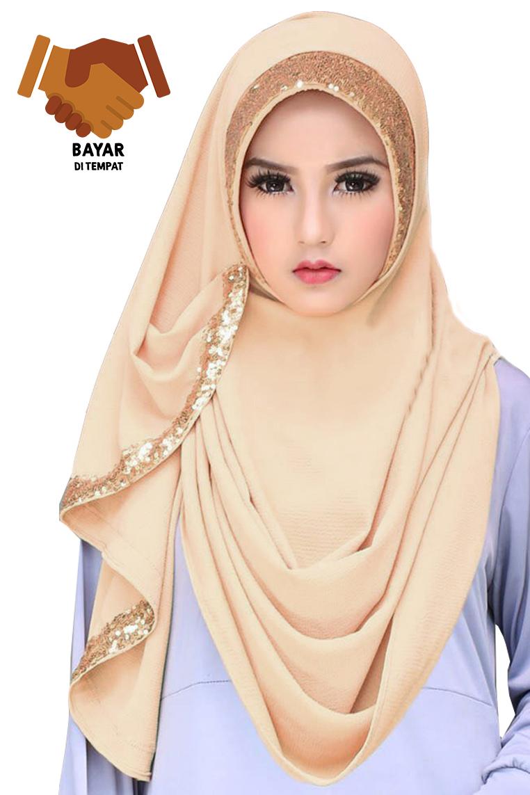 Jilbab Instan Two faces Tazkia Sequins Jilbab Instan Two faces Tazkia Sequins