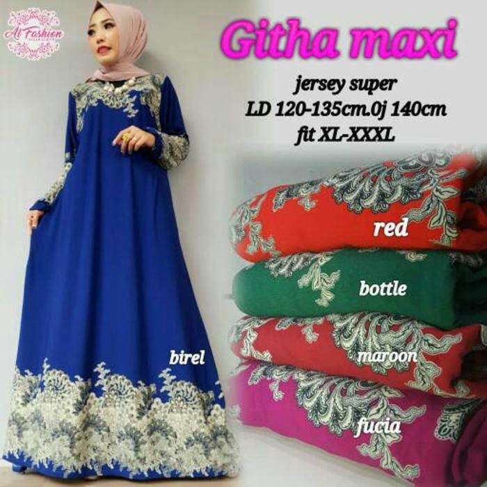 githa maxy / gamis jumbo / gamis jersey super / dress cantik