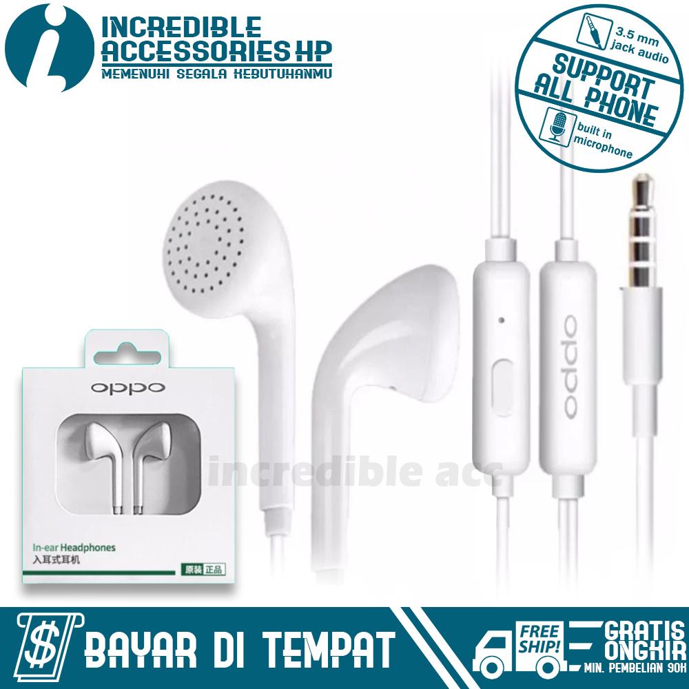 Headset Type OPPO MH133 Untuk Samsung/Xiaomi/OPPO/VIVO/Apple/Sony/Huawei/ASUS/ Dan Semua Merk HP Dengan Jack Audio 3.5mm In-Ear Music Earphone - Putih