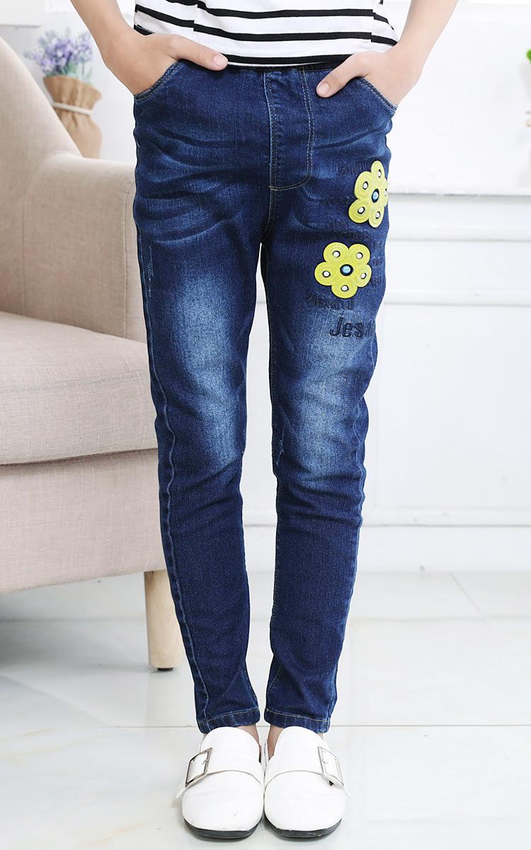 Longgar Celana Panjang Anda Children Gadis Denim Celana (Biru + Herbalife Menambah Ukuran Versi)