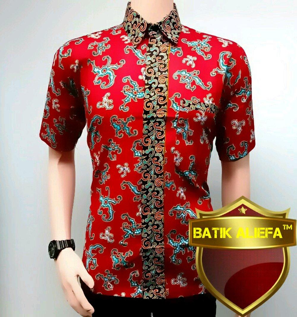 Kemeja Hem Baju Batik Cumi Merah Terbaru Trand Fashion Indonesia di lapak Batik Aliefa Pekalongan aliefa99