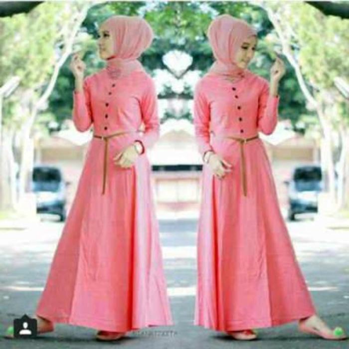 BAJU GAMIS KATUN RAYON WARNA SALEM setelan 3IN1-fashion-wanita-muslim-gamis masa kini